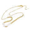 Brass & ABS Imitation Pearl Round Beaded Adjustable Slider Necklaces BJEW-H209-02G-4