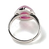 Natural Banded Agate Teardrop Adjustable Rings RJEW-K371-08S-11-4