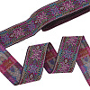 7M Ethnic Style Polyester Flower Jacquard Ribbons OCOR-WH0091-72A-02-1