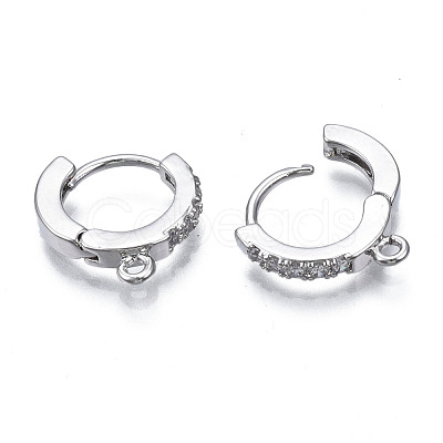 Brass Micro Pave Cubic Zirconia Huggie Hoop Earring Findings KK-T063-012P-NF-1