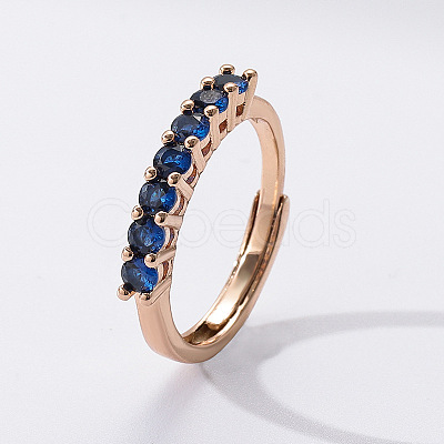 Flat Round Brass Micro Pave Cubic Zirconia Finger Rings FS-WG80990-05-1