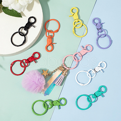 Baking Painted Alloy Swivel Keychain Clasp Findings KEYC-PH0001-34-1