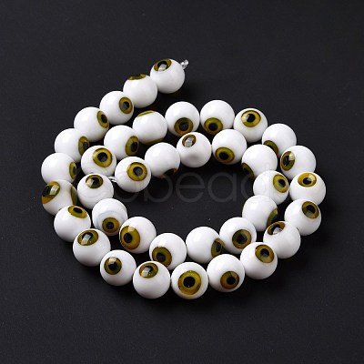 Handmade Evil Eye Lampwork Round Bead Strands LAMP-L055-10mm-32-1