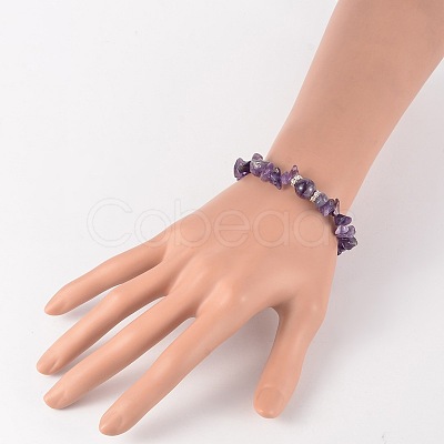 Chips Natural Gemstone Beaded Stretch Bracelets BJEW-JB02131-1