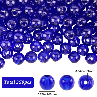 250Pcs Glass Round Beads GLAA-SP0001-49B-1