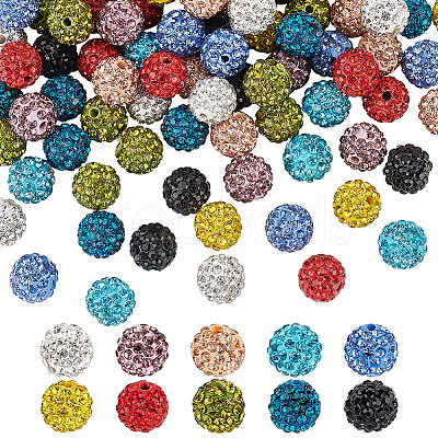 Olycraft 100Pcs 10 Colors Polymer Clay Pave Rhinestone Beads RB-OC0001-07-1