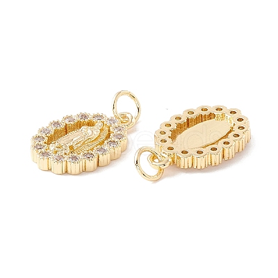 Rack Plating Brass Micro Pave Clear Cubic Zirconia Pendants X-ZIRC-I057-23G-1