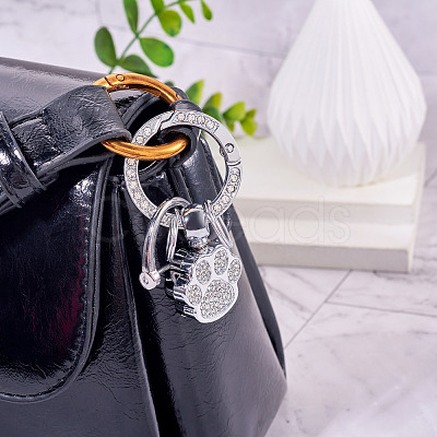 1Pc DIY Alloy Rhinestone Spring Gate Rings Keychains FIND-TA0008-54A-P-1
