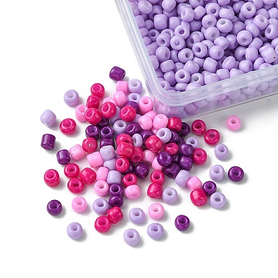 800pcs 4 Colors Baking Paint Glass Round Seed Beads SEED-FS0001-21A-1