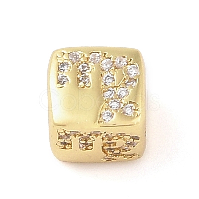 Brass Micro Pave Clear Cubic Zirconia European Beads KK-K368-01G-06-1