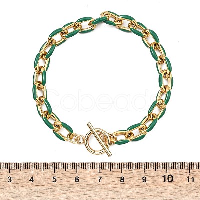 304 Stainless Steel Enamel Cable Chain Bracelets for Women BJEW-JB13595-1