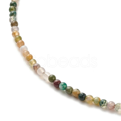 Natural Indian Agate Beaded Necklaces for Women NJEW-JN03789-03-1