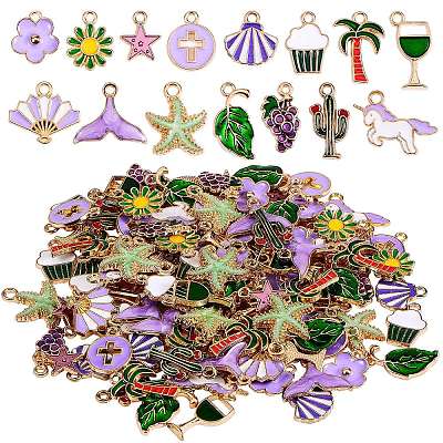 150Pcs 15 Style Alloy Enamel Pendants ENAM-SZ0002-03-1