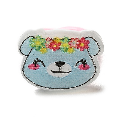 Cartoon Animal Resin Open Cuff Ring for Kids RJEW-K239-18-1