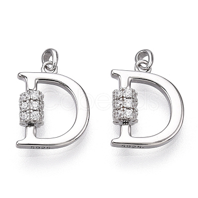 Rhodium Plated 925 Sterling Silver Micro Pave Cubic Zirconia Charms STER-T004-12P-1