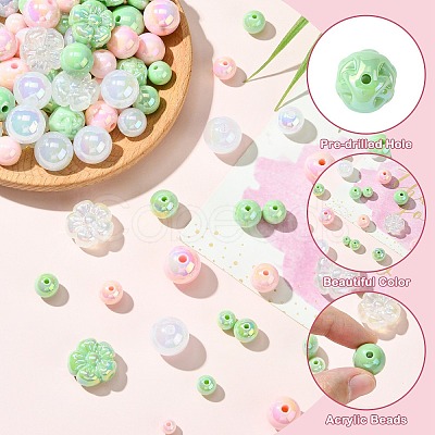 250G UV Plating Rainbow Iridescent Opaque Acrylic Beads PACR-CJ0001-38B-1