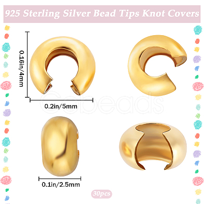 925 Sterling Silver Bead Tips Knot Covers STER-BBC0005-94B-G-1