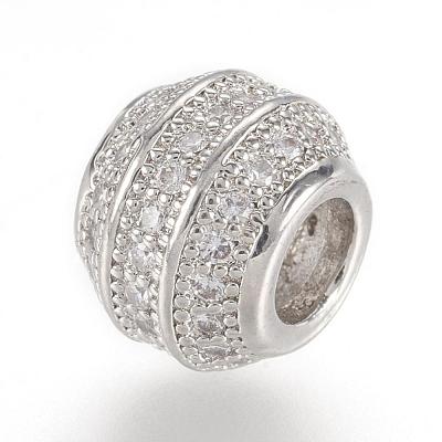 Brass Micro Pave Cubic Zirconia European Beads ZIRC-F062-12-1