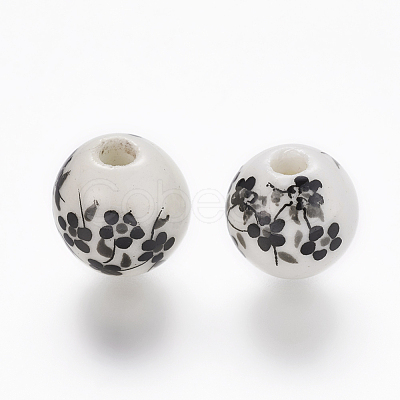 Handmade Printed Porcelain Beads PORC-Q201-10mm-5-1