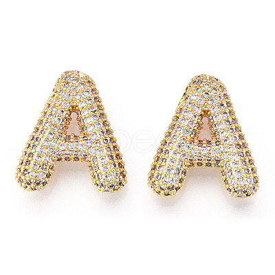 Brass Micro Pave Cubic Zirconia Pendants KK-N254-06G-A-1