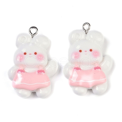 Rabbit Resin Pendants RESI-U004-02B-1