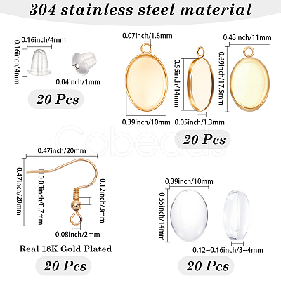 20Pcs 304 Stainless Steel Earring Hooks STAS-SP0002-04G-1