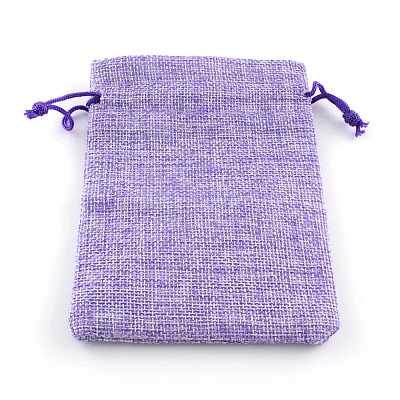 Polyester Imitation Burlap Packing Pouches Drawstring Bags X-ABAG-R005-9x7-03-1