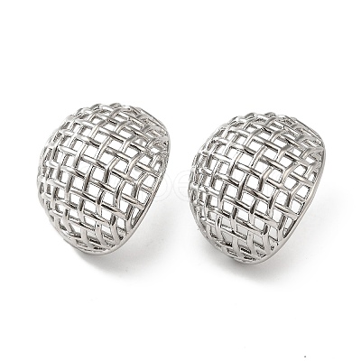 Rack Plating Brass Hollow Dome Stud Earrings for Women EJEW-Z019-18P-1
