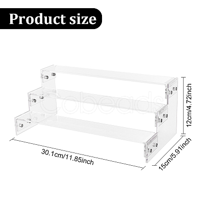 3-Tier Assembled Transparent Acrylic Minifigure Display Risers ODIS-WH0002-50B-1