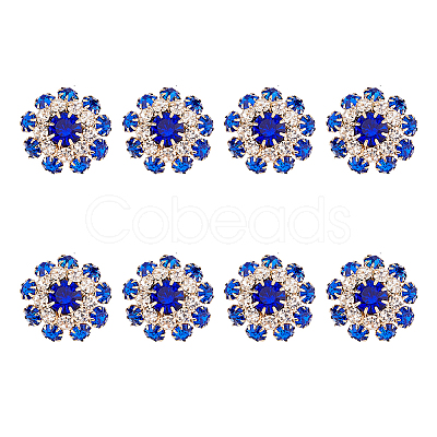 8Pcs 1-Hole Golden Tone Alloy Rhinestone Shank Buttons BUTT-DC0001-08-1