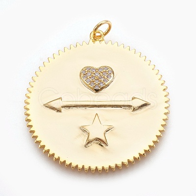 Brass Micro Pave Cubic Zirconia Pendants X-ZIRC-O026-25G-NR-1