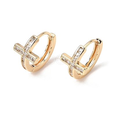 Brass Micro Pave Cubic Zirconia Hoop Earrings KK-CBACA55-18G-1