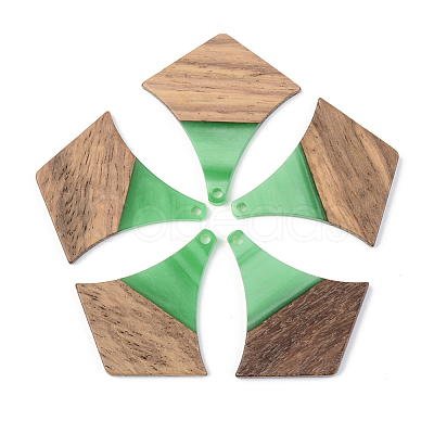 Opaque Resin & Walnut Wood Pendants RESI-S389-055A-C03-1
