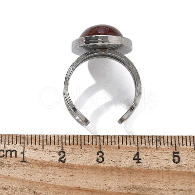 Oval Natural Carnelian Finger Rings RJEW-M062-02P-04-1