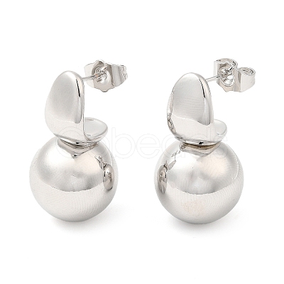 Brass Round Ball Dangle Stud Earrings X-EJEW-K251-02P-1