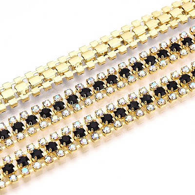 Iron Rhinestone Cup Chains CH-T006-04G-06-1