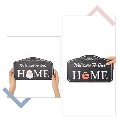 Natural Wood Hanging Wall Decorations for Front Door Home Decoration HJEW-WH0017-08-1