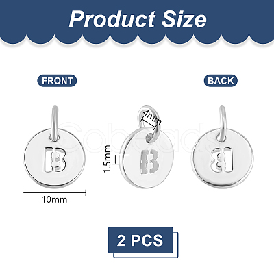 2Pcs 925 Sterling Silver Hollow Flat Round Charms with Jump Rings STER-PH0002-83B-1