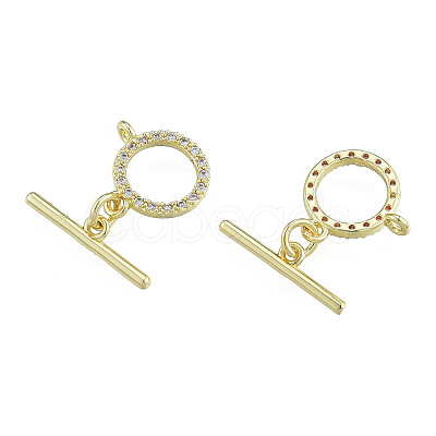 Brass Micro Pave Clear Cubic Zirconia Toggle Clasps KK-N259-22-1