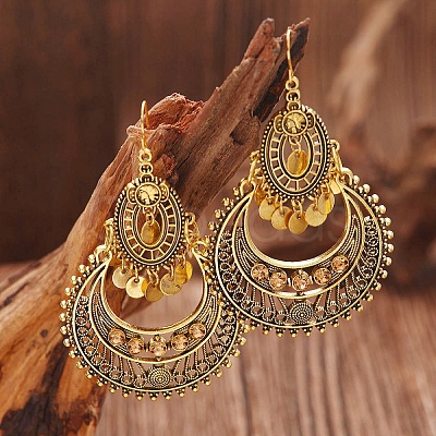 Teardrop Bohemian Style Alloy Rhinestone Dangle Earrings FS-WG4F242-02-1
