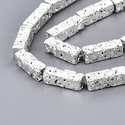 Electroplated Natural Lava Rock Beads Strands G-T114-63S-1