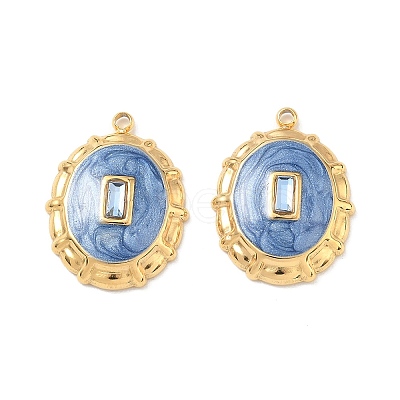 304 Stainless Steel Micro Pave Blue Cubic Zirconia Pendants STAS-F360-20G-01-1