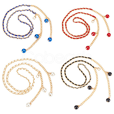 4Pcs 4 Colors Alloy Link Chain Belts AJEW-GA0006-30-1