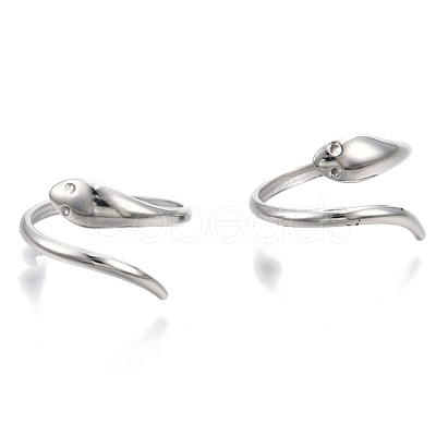 Non-Tarnish 304 Stainless Steel Snake Cuff Ring RJEW-N038-113P-1