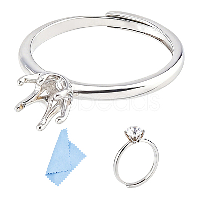 Rhodium Plated 925 Sterling Silver Engagement Solitaire Ring Settings STER-DC0001-99-1