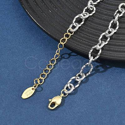 Two Tone Brass Twisted Figaro Chain Necklaces KK-C251-32GP-1