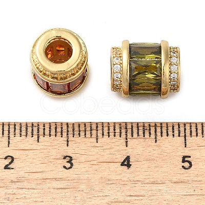 Rack Plating & Long-Lasting Plated Brass Micro Pave Cubic Zirconia European Beads ZIRC-P011-05A-G-NF-1