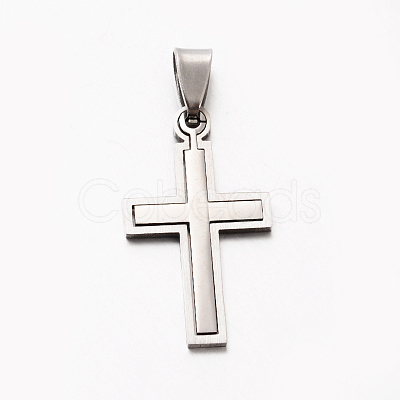 Tarnish Resistant Personalized 201 Stainless Steel Cross Pendants X-STAS-F010A-52-1