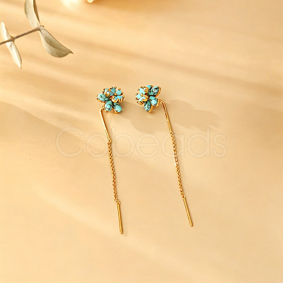 Brass & Synthetic Turquoise Ear Thread for Women WGFA1A9-02-1