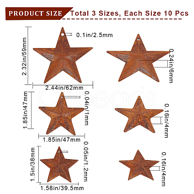30Pcs 3 Styles Iron Pendants IFIN-GF0001-39B-1